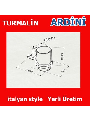 Ardini Store Ardini Turmalin Metal Cam Diş Fırçalık Banyo Mat Siyah Ömür Boyu Paslanmaz