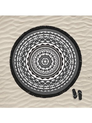 Marte Home Mandala 4 Yuvarlak Plaj Havlusu