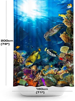 Tropik Zethome Aquarium Banyo Duş Perdesi Tek Kanat 1X180X200