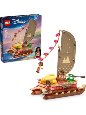 LEGO ǀ Disney Princess Moana’nın Macera Kanosu 43270, 6 Yaş ve Üzeri Kız ve Erkek Çocukları Için Yaratıcı Oyuncak Yapım Seti, Tekne ve 4 Bebek Figürü, Doğum Günü Hediyesi (529 Parça)