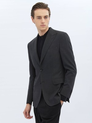 Kip Antrasit Desenli Modern Fit Çevre Dostu Ceket