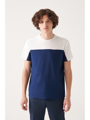 AVVA Erkek Lacivert %100 Pamuk Bisiklet Yaka T-Shirt A31Y1400