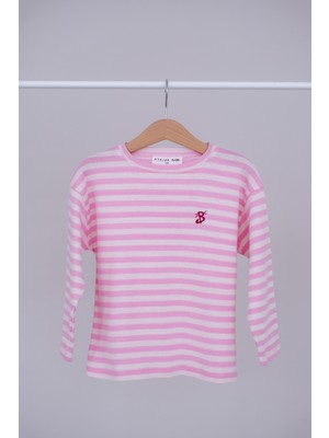 Uzun Kollu T-Shirt / Pembe Çizgili