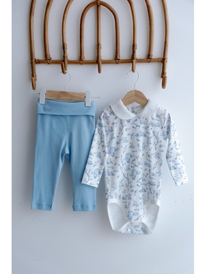 Atelier Babbi 2'li Body & Pantolon Seti - Toıle De Jouy / Mavi