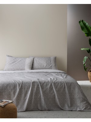 Madame Coco Lavem King Size %100 Pamuk Madame Coco Crep Baskılı Nevresim Takımı - Gri