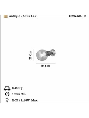 Lucea Bonne Teklı Antık Lak Aplık 1 x E27