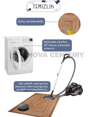 ZEUR0034 Dijital Baskılı Makinede Yıkanabilir Kaymaz Taban Leke Tutmaz Mutfak-Salon Halısı ve Yolluk