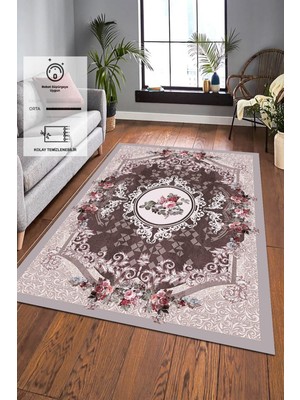 Alina Carpet Eco Touch Serisi Dijital Baskı Kaymaz Tabanlı Yıkanabilir Salon Halısı Mutfak Halısı Koridor Halısı