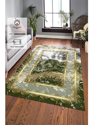 Alina Carpet Eco Touch Serisi Dijital Baskı Kaymaz Tabanlı Yıkanabilir Salon Halısı Mutfak Halısı Koridor Halısı