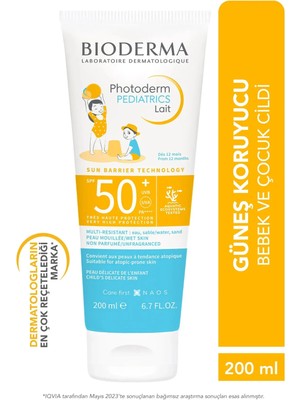 Photoderm Pediatrics Lait SPF50+ Bebek, Çocuk Çok Yüksek Korumalı Süt Formda Güneş Kremi 200 ml