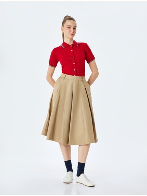 Koton Kalın Pileli A Kesim Cep Detaylı Uzun Etek