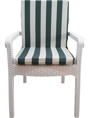 Mirzade 4 Adet Elit Su Geçirmez Yüksek Arkalı Minder-Yeşil/krem