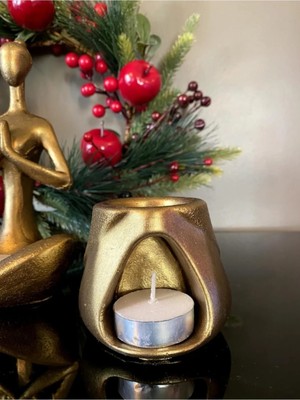 3'lü Set, Antrasit Siyah Buddha ve Tad Buhurdanlık, Namaste Tealight Mumluk