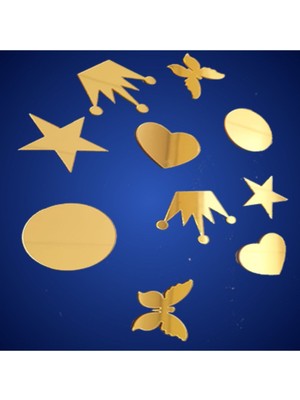 Kalp,kelebek,taç,yıldız ve Daire Şeklinde Kendinden Yapışkanlı Ayna Pleksi Tüm Özel Günlerde Gold