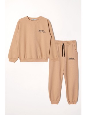 Zepkids Vision Baskılı Erkek Çocuk Vizon Renk Eşofman Takım