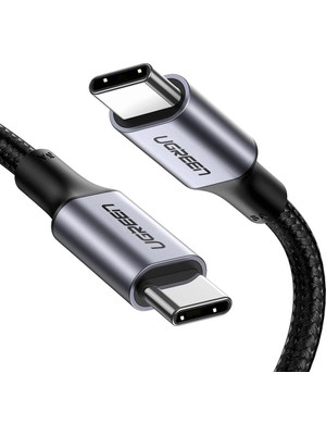 Ugreen Usb-C 100W 5A Qc Pd Örgülü Hızlı Şarj Kablosu, 3 Metre, Siyah - 90120