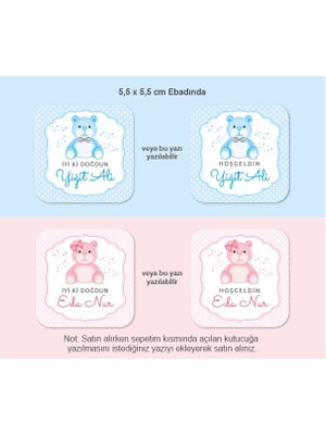 Kişiye Özel Hoşgeldin Bebek Etiketi Sticker 70 Adet (5,5x5,5cm)