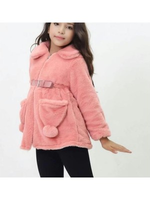 Kız Çocuk Tavşan Modeli Kürklü Mont