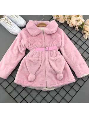 Kız Çocuk Tavşan Modeli Kürklü Mont
