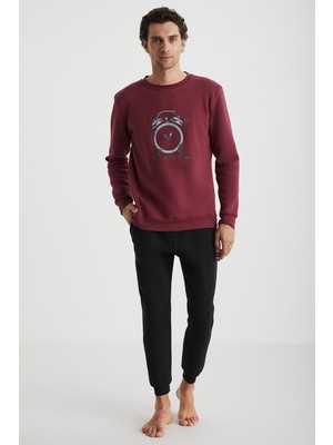 Time Saat Nakışlı Pijama Sweatshirt