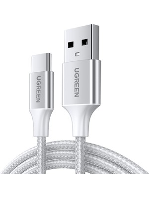 Ugreen Usb-C To Usb-A 3A Qc Örgülü Hızlı Şarj Kablosu, 3 Metre, Gümüş Beyazı - 60409