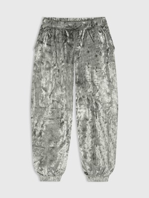 Kız Çocuk Yeşil Kadife Paraşüt Pantolon