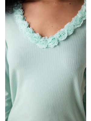 Penti Marina Solid Tişört Açık Yeşil Pijama Üstü