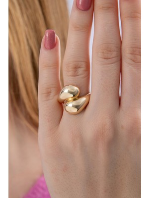 Fiyonk Kuyumculuk 14 Ayar Altın Çift Damla Yüzük