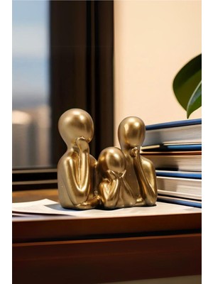 3’lü Siyah Heykel Biblo Seti Dekoratif Süs Eşyası Dekoratif Masa Süsü Model 1