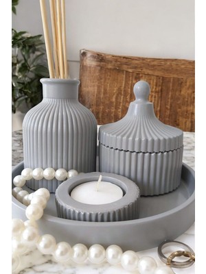 Tambana Krem Sunumluk Takı Tabağı Dekoratif Tepsi Obje Seti 4 Parça Model 1032