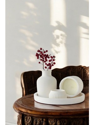 Beyaz Sunumluk Takı Tabağı Dekoratif Tepsi Obje Seti 4 Parça Model 1035