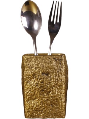 Tezgah Üstü Kaşıklık Dekoratif Dik Kaşıklık Silindir Kaşıklık Gümüş Eskitme Renk Model 7