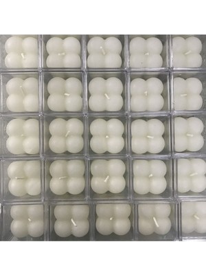 Camcı Baba Beyaz Mini Bubble Kokulu Mum Seti 50 Adet Mika Kutulu Özel Günler İçin