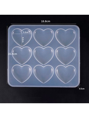 Epoksi Reçine Silikon Kalıp Ithal Dokuzlu Kalp Figürlü Magnet Silikon Kalıp HB45215 - 0006