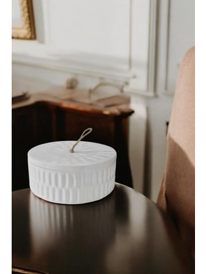 El Yapımı Dekoratif Kutu Kapaklı Takı Kutusu Beyaz Model 15