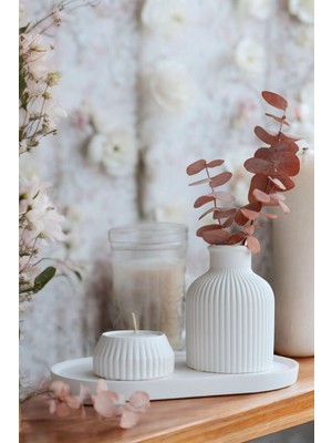 Beyaz Sunumluk Takı Tabağı Dekoratif Tepsi Obje Seti 3 Parça Model 1003