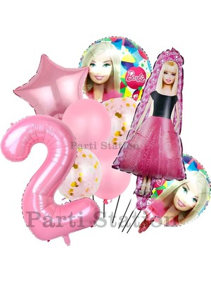 Barbie Konsept 2 Yaş Balon Set Barbie Tema Doğum Günü Folyo Balon Set