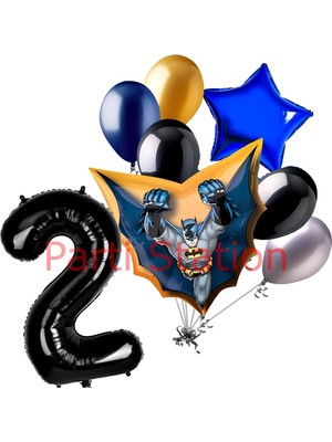 Batman 2 Yaş Rakam Yıldız Balon Set Yarasa Adam Batman Doğum Günü Parti Balon Set