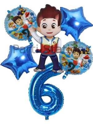 Paw Patrol Ryder 6 Yaş Lacivert Balon Set Paw Patrol Ryder Konsept Yıldız Doğum Günü Parti Balon Set