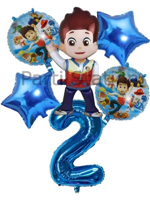 Paw Patrol Ryder 2 Yaş Lacivert Balon Set Paw Patrol Ryder Konsept Yıldız Doğum Günü Parti Balon Set