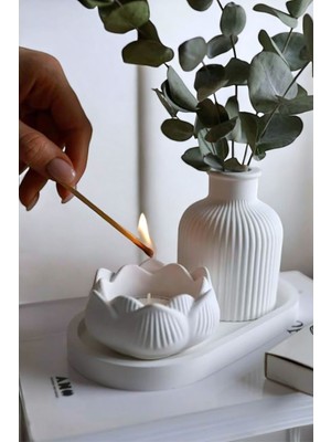 Beyaz Sunumluk Takı Tabağı Dekoratif Tepsi Obje Seti 3 Parça Model 1004