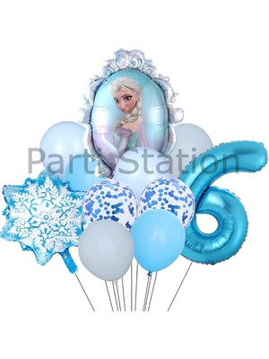 Frozen Elsa 6 Yaş Balon Set Karlar Ülkesi Elsa Konsept Doğum Günü Folyo Balon Set