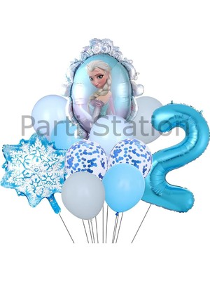 Frozen Elsa 2 Yaş Balon Set Karlar Ülkesi Elsa Konsept Doğum Günü Folyo Balon Set
