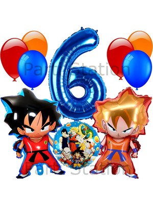 Anime Dragon Ball 6 Yaş Balon Set Vegeta  ve Son Goku Balon  Dragon Ball Konsept Doğum Günü Balon