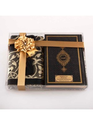 Seccade + Tesbih + Kuran Hediye Seti (Hafız Boy, Siyah)