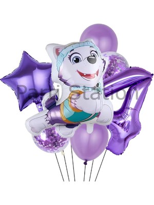 Paw Patrol Everst 4 Yaş Balon Set Paw Patrol Everst Doğum Günü Folyo Balon Set