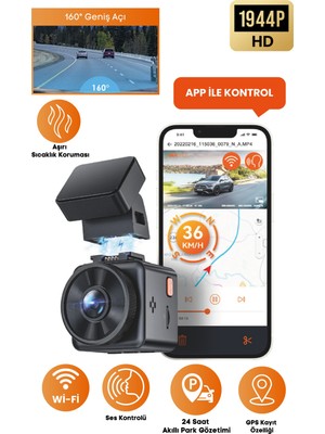 Vantrue Element 1 Lite Araç İçi Kamera 1080P Çözünürlük 160° Görüş Açısı Wi-Fi Özellikli