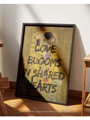 Love Blooms - The Kiss Gustav Klimt Çağdaş Sanat Yorumu Çerçeveli-Çerçevesiz Poster