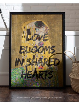 Love Blooms - The Kiss Gustav Klimt Çağdaş Sanat Yorumu Çerçeveli-Çerçevesiz Poster