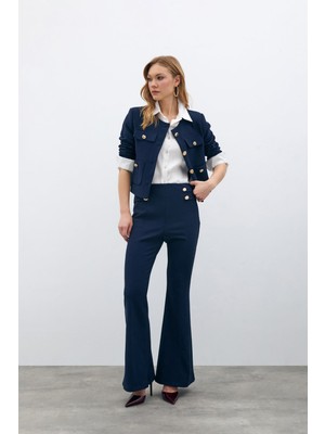 Ispanyol Paça Pantolon - Lacivert